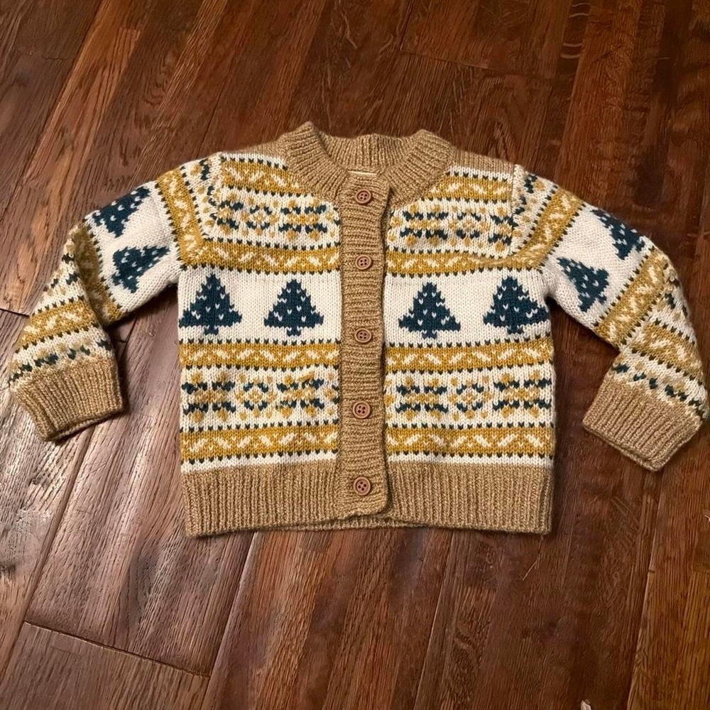 Bonton Paris Cream and brown Christmas wool sweater
